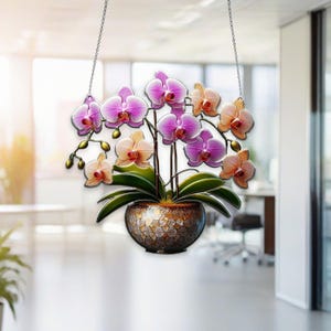 Orchid Acrylic Window Hanging, Orchid Window Decoration, Sun Catcher Wall Art, Indoor Decor, Special Gifts for Women