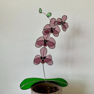 3D Stained Glass Orchid: Forever Flower Suncatcher, Plant Decor