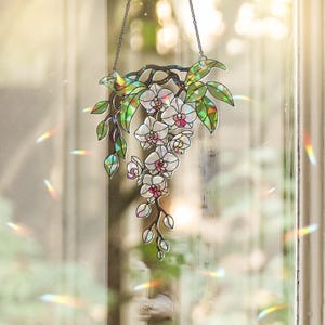 Holographic Acrylic Orchid Suncatcher: Orchid Window Hanging