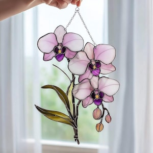 Orchid Flower Acrylic Suncatcher: Natural Love Decor, Vibrant Window Hanging Decor, Gift for Flower Lovers or Garden Enthusiasts NOT GLASS